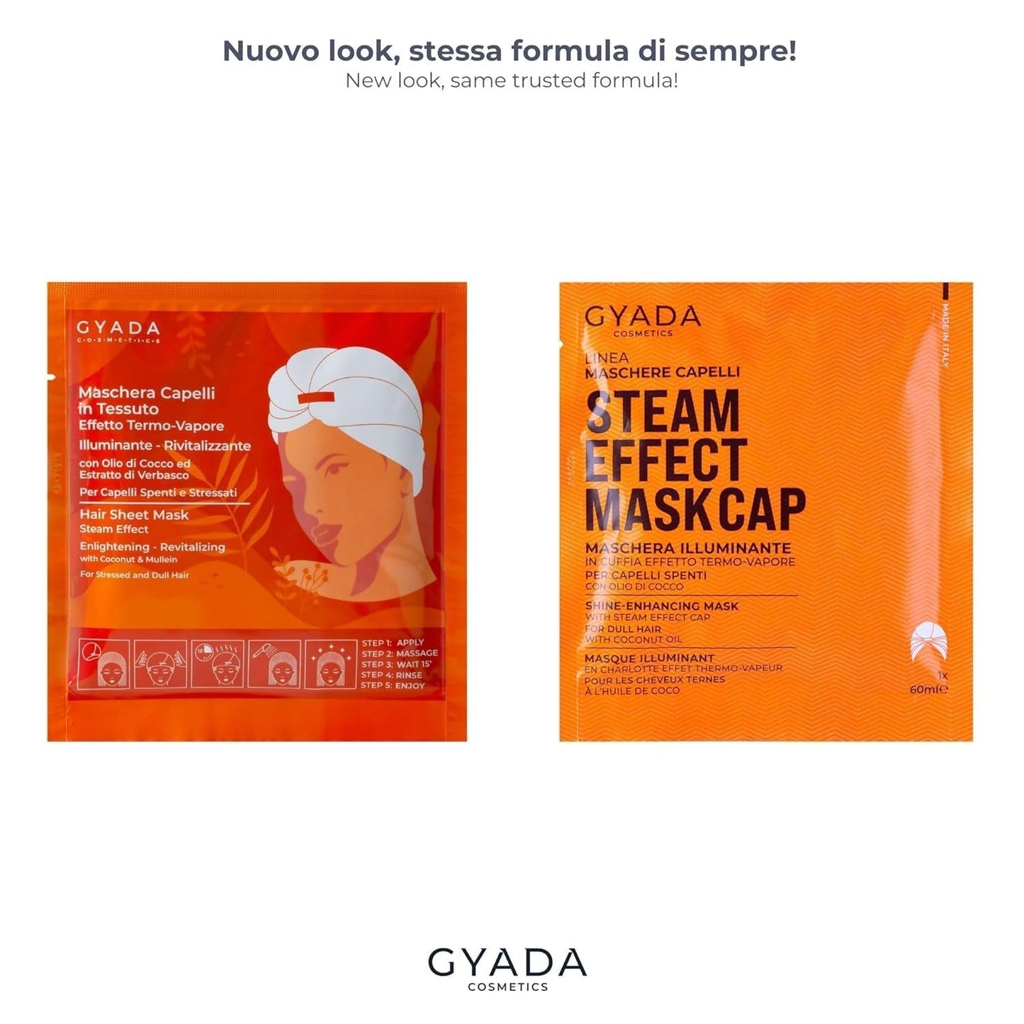GYADA COSMETICS, hårmaske lavet af let og revitaliserende materiale, giver glans og blødhed, nærende og reparerende effekt, med termohætte, baseret på kokosolie og avocado, 60 ml Naty Shop hårmaske