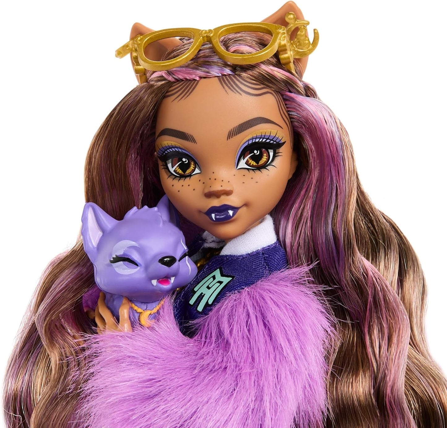 Monster High Clawdeen Wolf Doll med Puppy Crescent og tilbehør såsom skoletaske, kalender, snacks og mere, HRP65