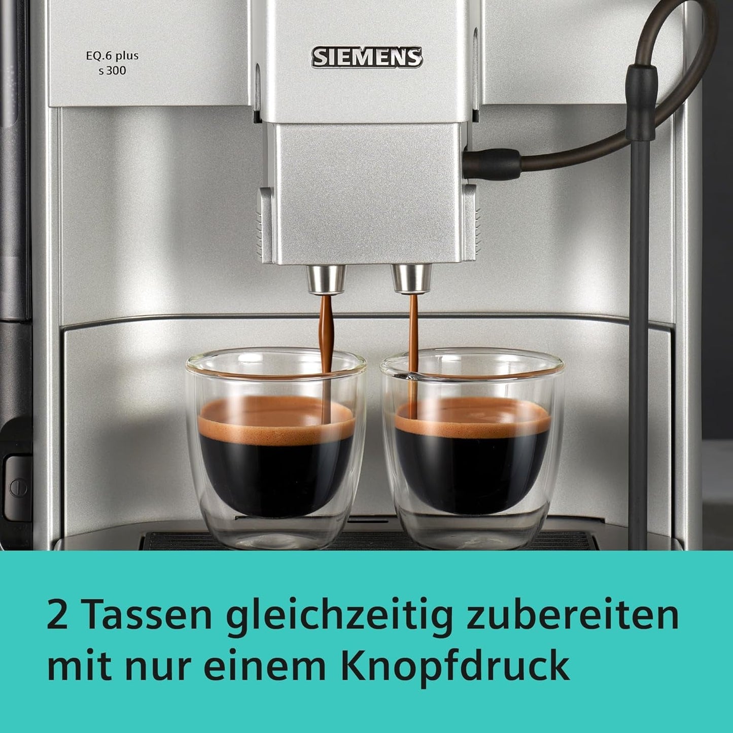 Siemens EQ.6 plus s300 automatisk espressomaskine TE653501DE, til mange kaffespecialiteter, mælkeskummer, keramisk kværn, dobbelt kaffefunktion, anti-kalk, automatisk damprensning, 1500 W, sølv