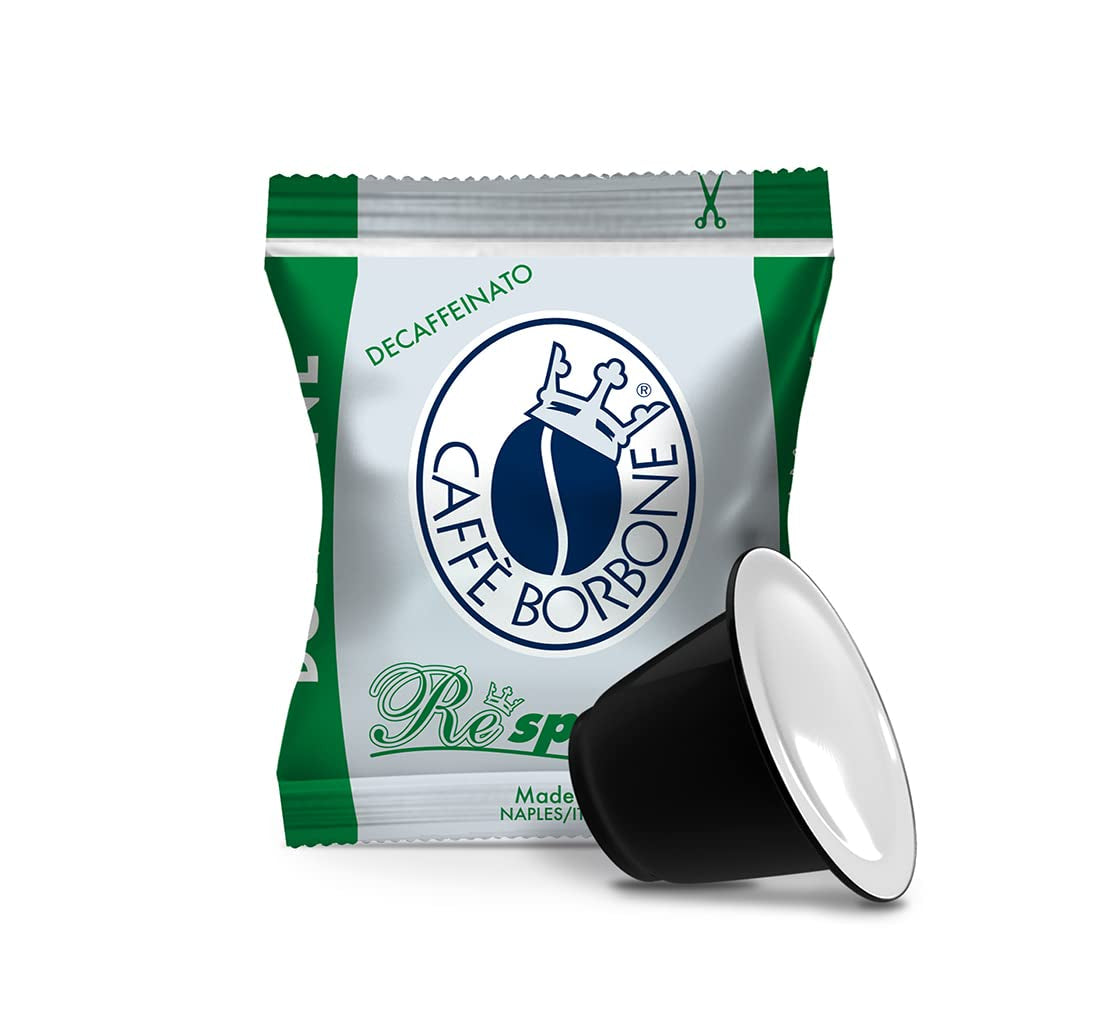 Caffè Borbone Kaffee Kapseln Respresso, Blaue Mischung, 100 stück & Kaffee Kapseln Respresso, Entkofeinierte Dek Mischung - 100 stück - Kompatibel med Häuslichen Kaffeemaschinen Nespresso®*