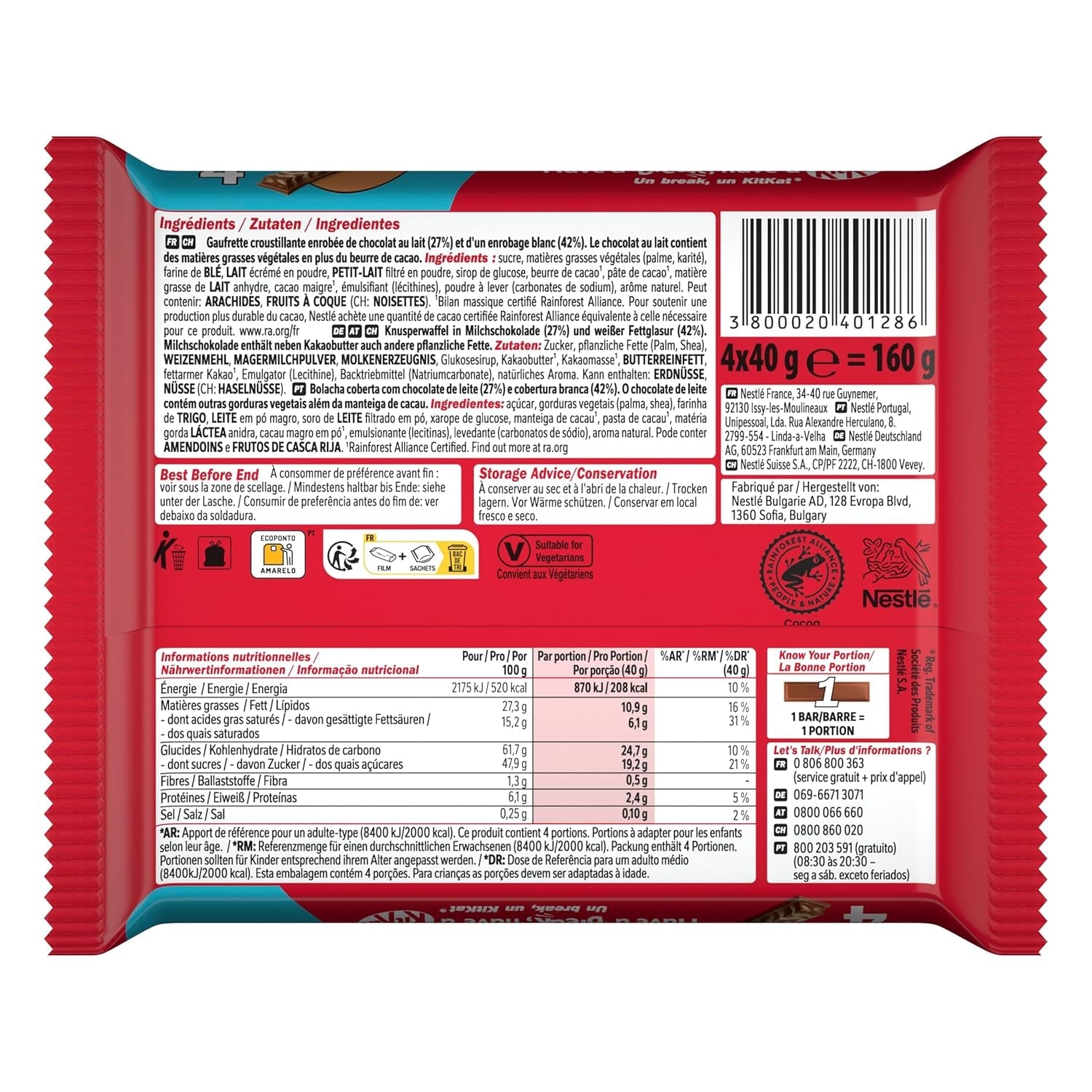 Nestlé Chunky Funky Crispy Wafer i mælkechokolade multipakke 2-pak (4 x 40 g hver)