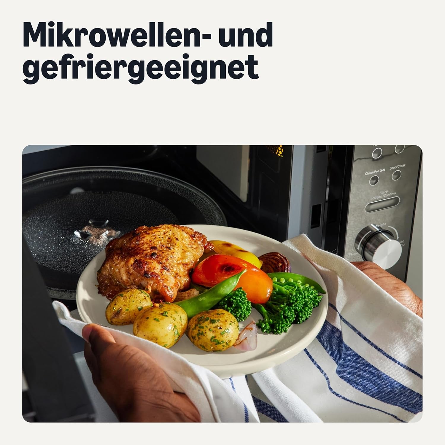 Amazon Basics glaseret stentøjsstel, 18 stykker, 6 komplette sæt, Tåler opvaskemaskine, elfenben