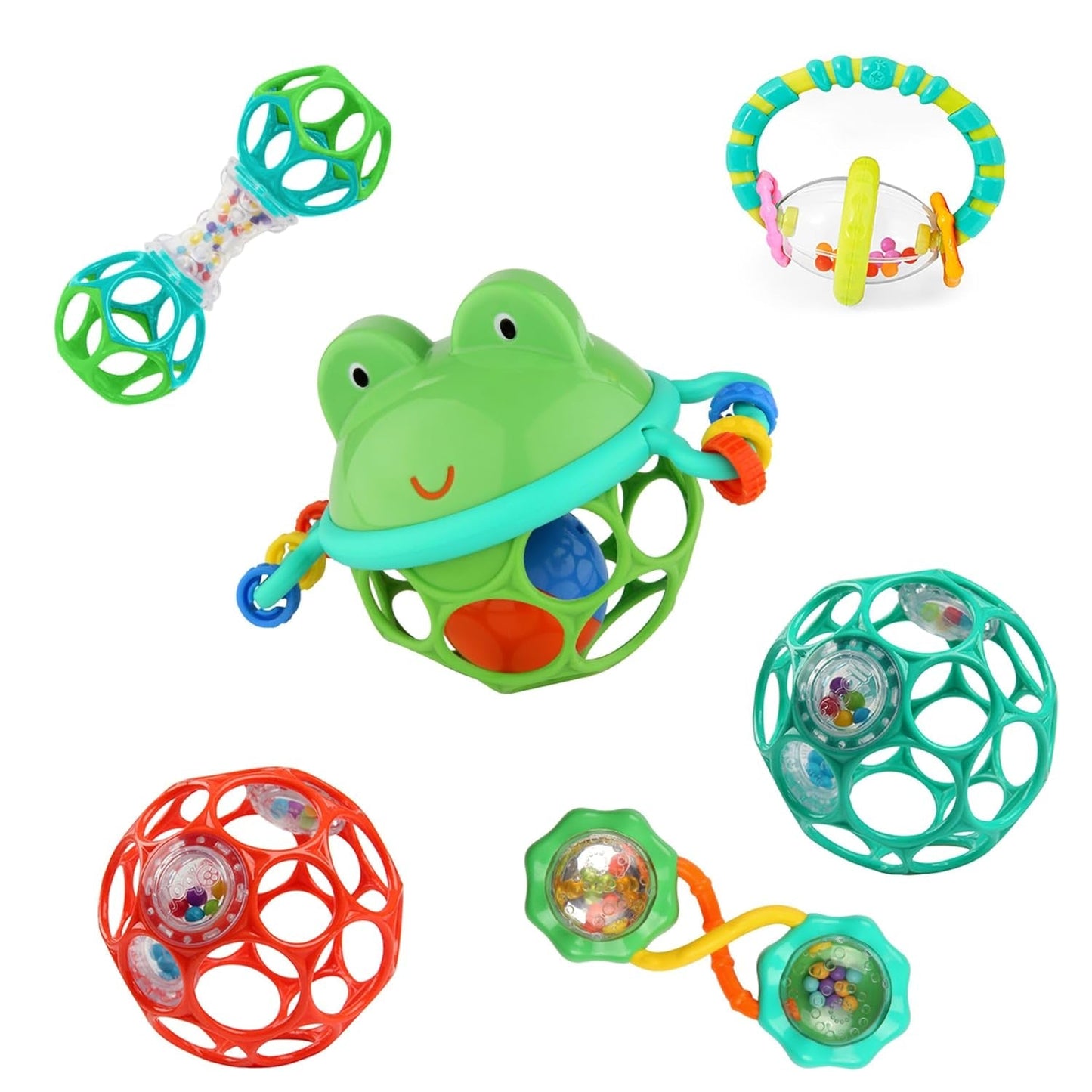 Bright Starts Little Shakers 6-delt gavesæt - babyrangler og bidere BPA-fri let at fange Unisex Newborn+