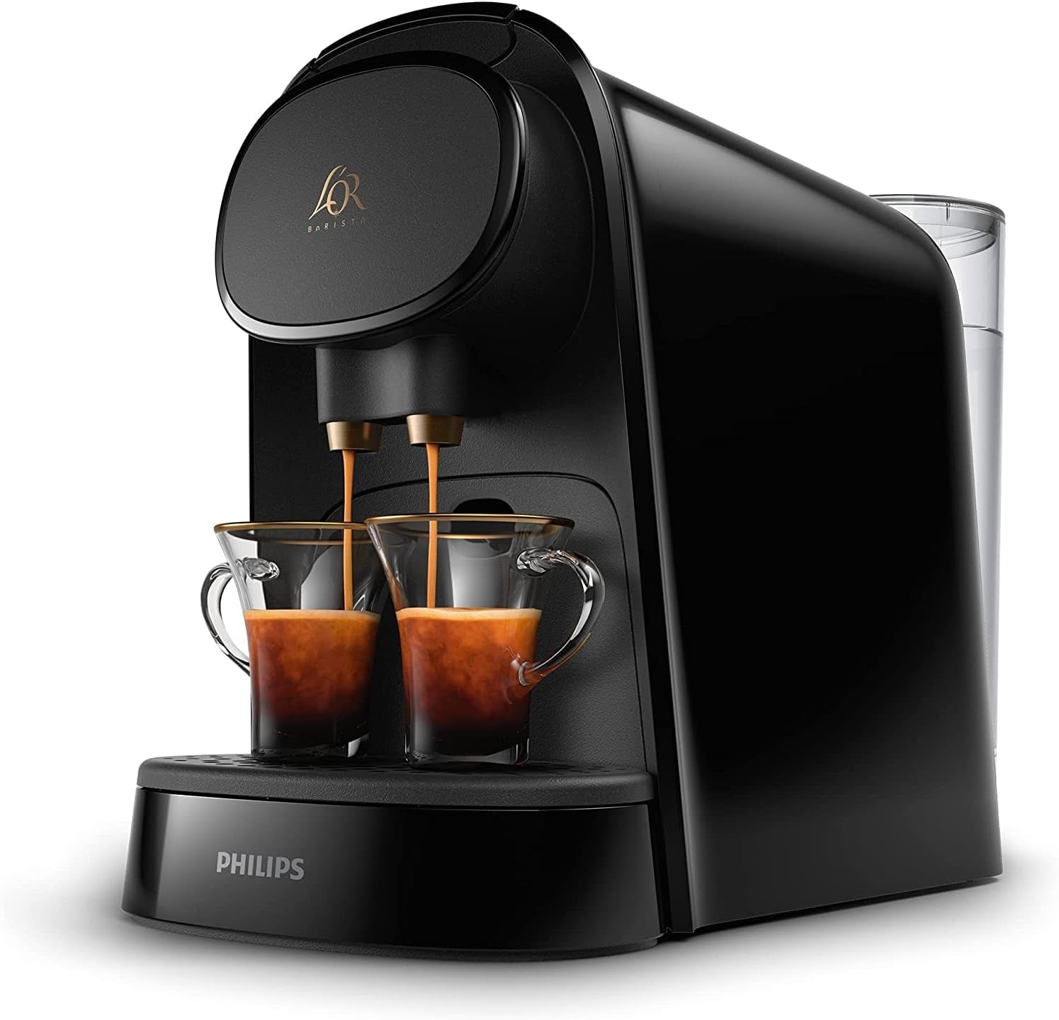 PHILIPS LM8012/60 kapsel espressomaskine - to doser, dobbelt fornøjelse, 1 eller 2 kopper, Ristretto, Espresso, Lungo eller Grand Café Long, Dobbelt kapsel, ægte espressokvalitet, klaver sort