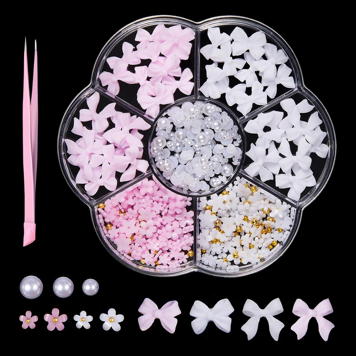 GZMAYUEN 920 stk Guld Sølv Flatback Perlen Für Nägel, Halbrunde Weiße Beige Nail Perlen, Kleine Halbrunde Flatback Perlen Für DIY Nail Art Decor
