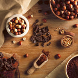 Chokolader med mælkechokolade og hasselnøddefyld, 200g æske
