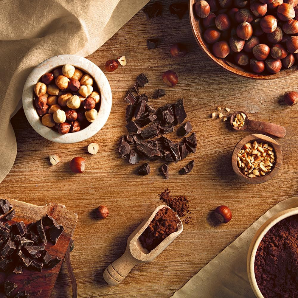 Chokolader med mælkechokolade og hasselnøddefyld, 200g æske