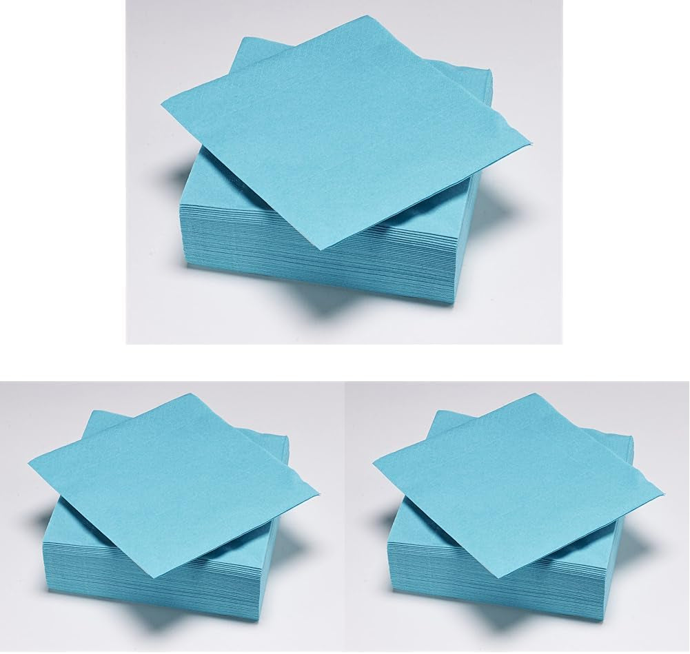 50 servietter, bomuldspude, 33 X 33 Cm, 2-lags, turkis, Fsc Cellulose, 33 X 33 Cm (pakke med 3)