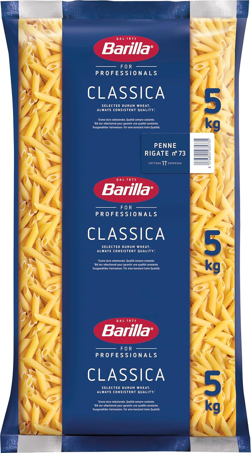 Penne Rigate Barilla durumhvede pasta n. 73 – Pakke med 1 (1x5 kg)