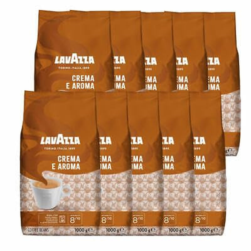 LAV-AZZA Helbønnekaffe Cream E Aroma 10x1000g (10kg) Førsteklasses italiensk kaffe, cremet og aromatisk