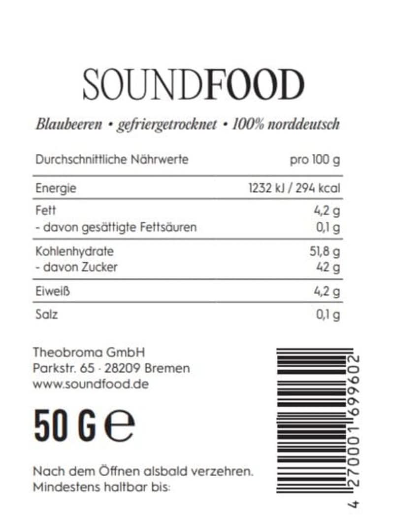 Frysetørrede blåbær, hele fra Tyskland Høst 2023, 50 gram Tørrede produkter Naty Shop