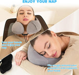 Nakkepude, Fly Nakkepude, Rejsepude, Voksen Nakkepude, Bil Nakkepude, Hjemmepude, Ergonomisk Memory Foam Pude, Vaskbar Smal Ryg, Justerbar, Grå