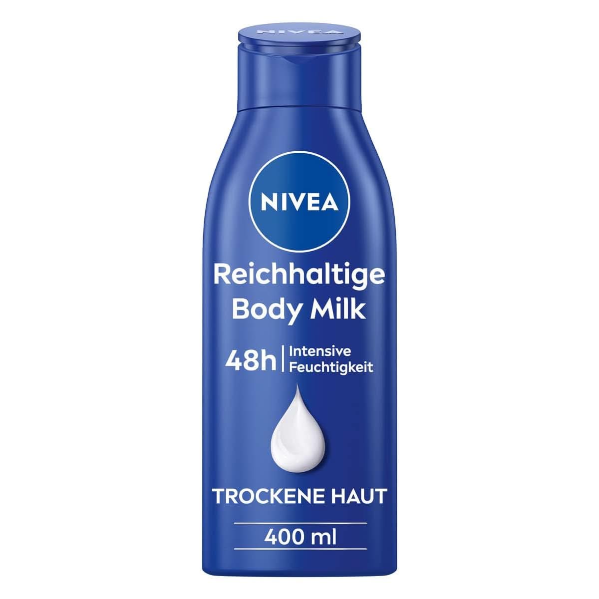 NIVEA Rich Body Milk, intensiv nærende kropscreme med mandelolie, 400 ml bruser og bad Naty Shop