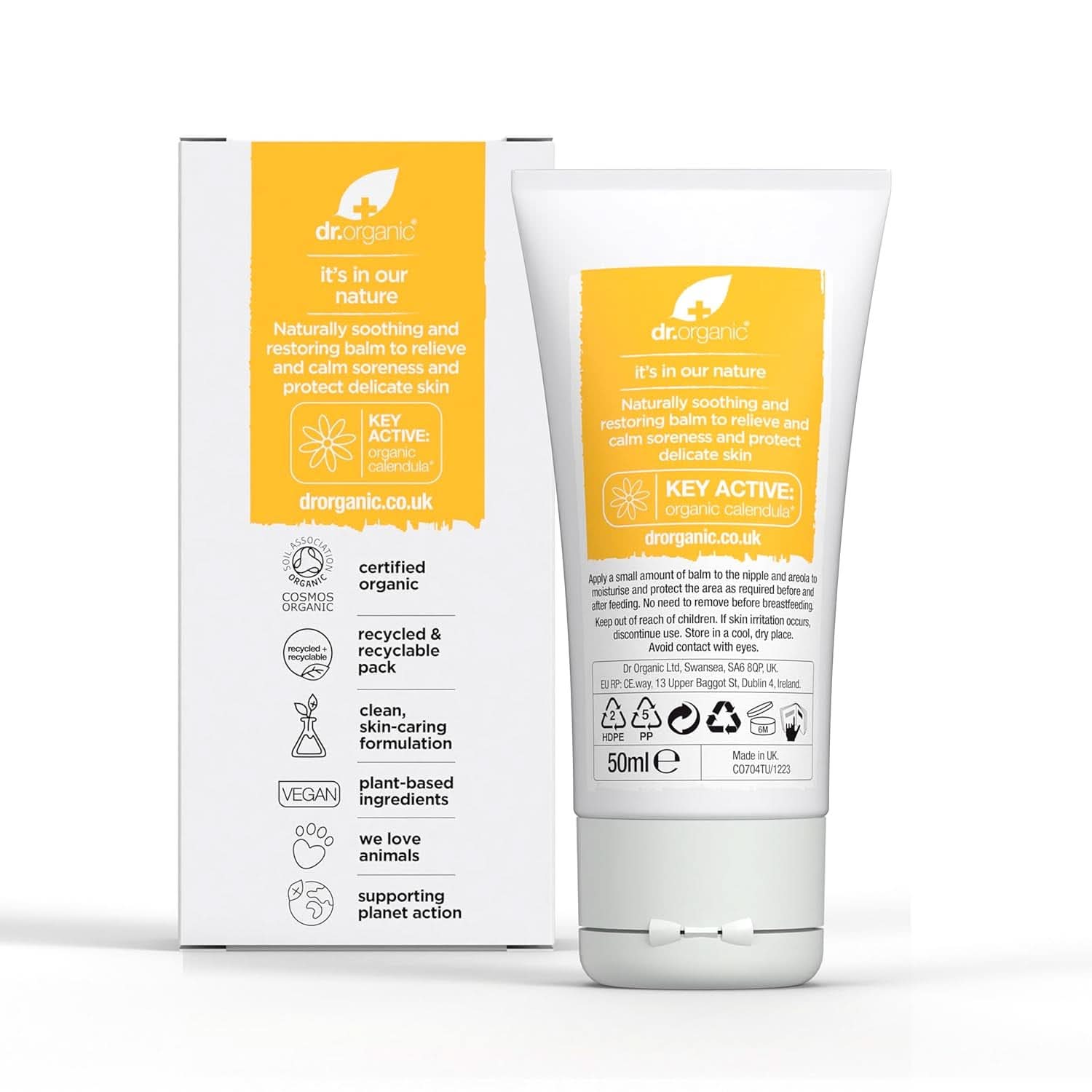 Dr Organic Nipple Balm med Calendula, Lanolin, Natural Relief, Til sår og revnede brystvorter, 30 ml Tilbehør Mad og Amning Bebe Naty Shop