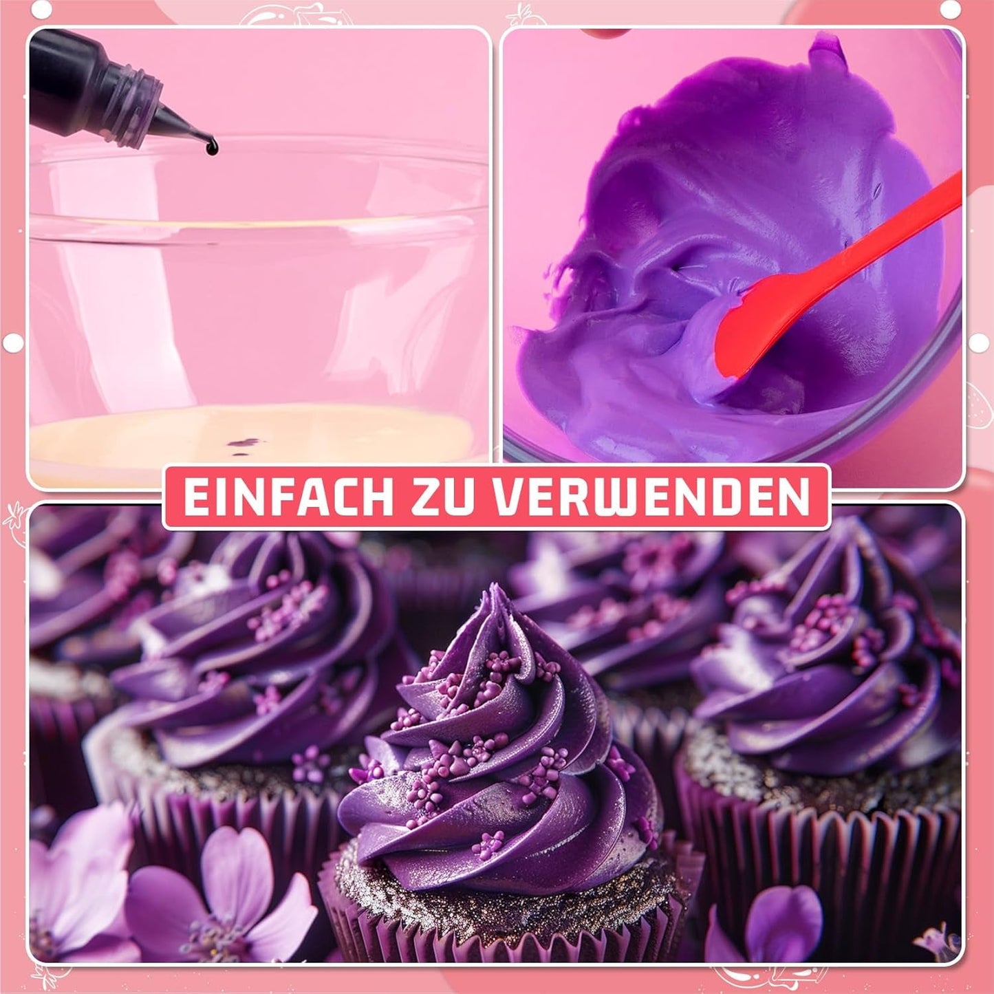 Gel madfarve - HXDZFX 2×30 ml, sukkerfri madfarve, højkoncentreret, til dekoration af kager, hvid fondant, makroner, småkager, bagning, påskeæg, slim (drue lilla)