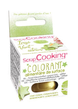 Scrapcooking - Limegrøn madfarve - Spiselig glitterpulver til overflader - Til kager, småkager, makroner, chokolade og fudge - Limegrøn - 4087