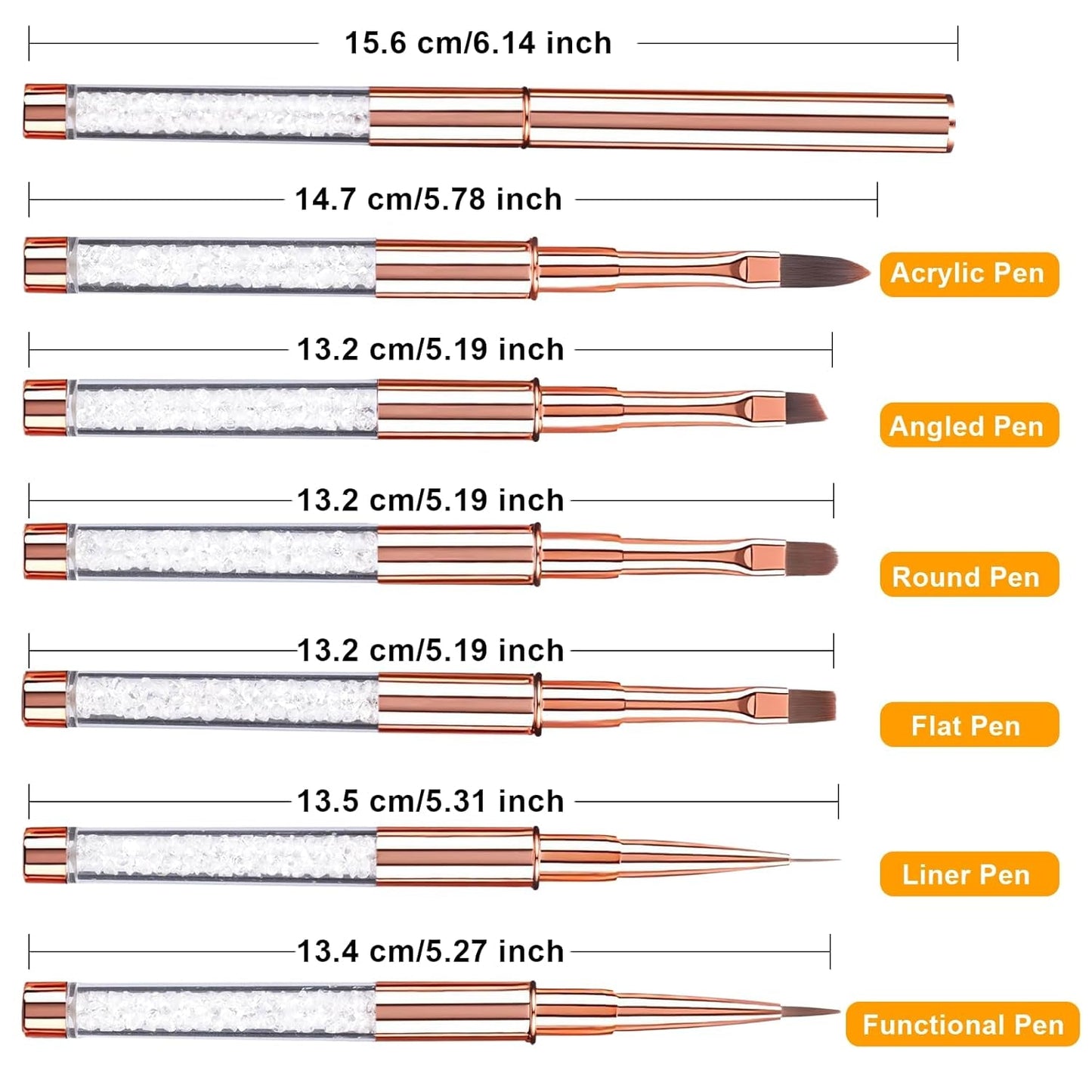 6 stk neglebørster med hætte Nail UV Gel Akryl neglebørste Nail Gel Brush Delvis Nail Art børstesæt