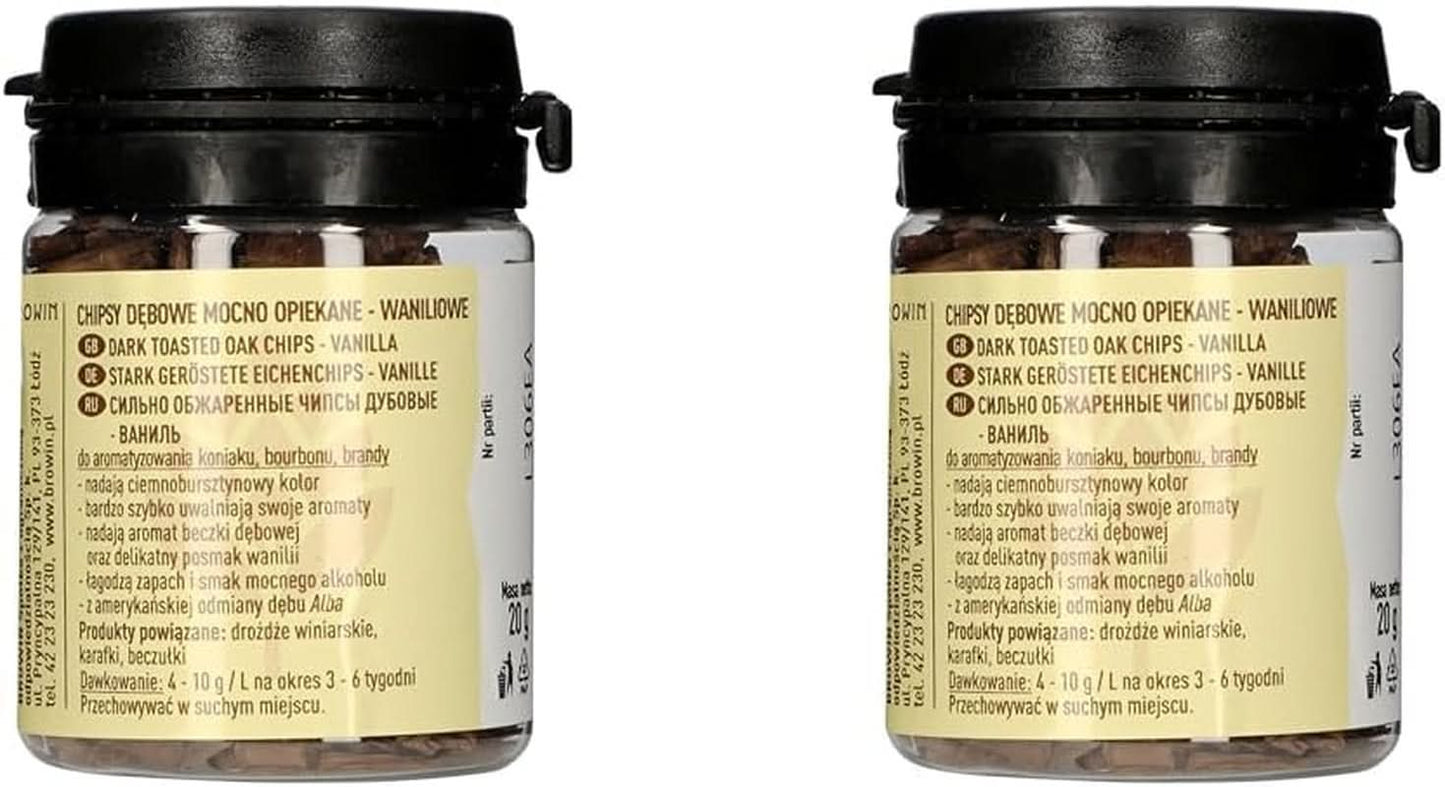 Browin Stærkt ristede egechips 20g - flager, fine egestave til at smage alkohol, brun Flavours Naty Shop 2 x 20 gram Vanilje
