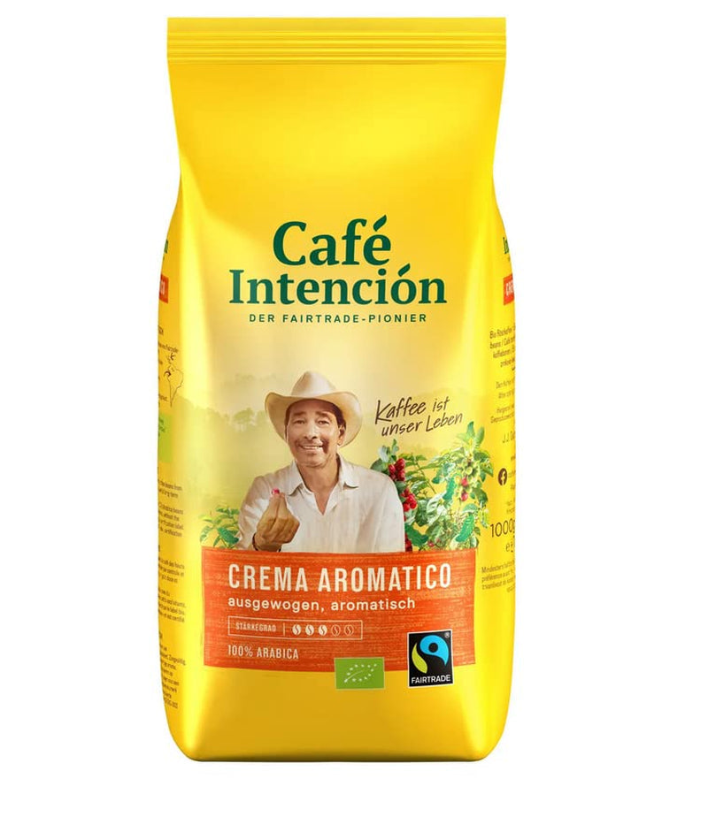 Fairtrade JJDarboven Café Intención Aromatico Café Crema, økologisk kaffe, hele bønner - 1 kg - 4x