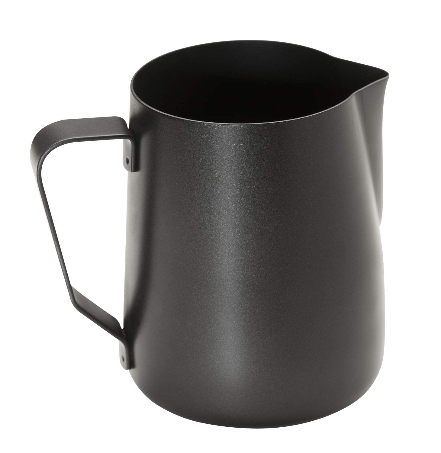 APS Milk Pitcher - Højkvalitets mælkekande med non-stick belægning, lavet af rustfrit stål - Perfekt til opskumning af mælk - Universal karaffel, sort, 600 ml