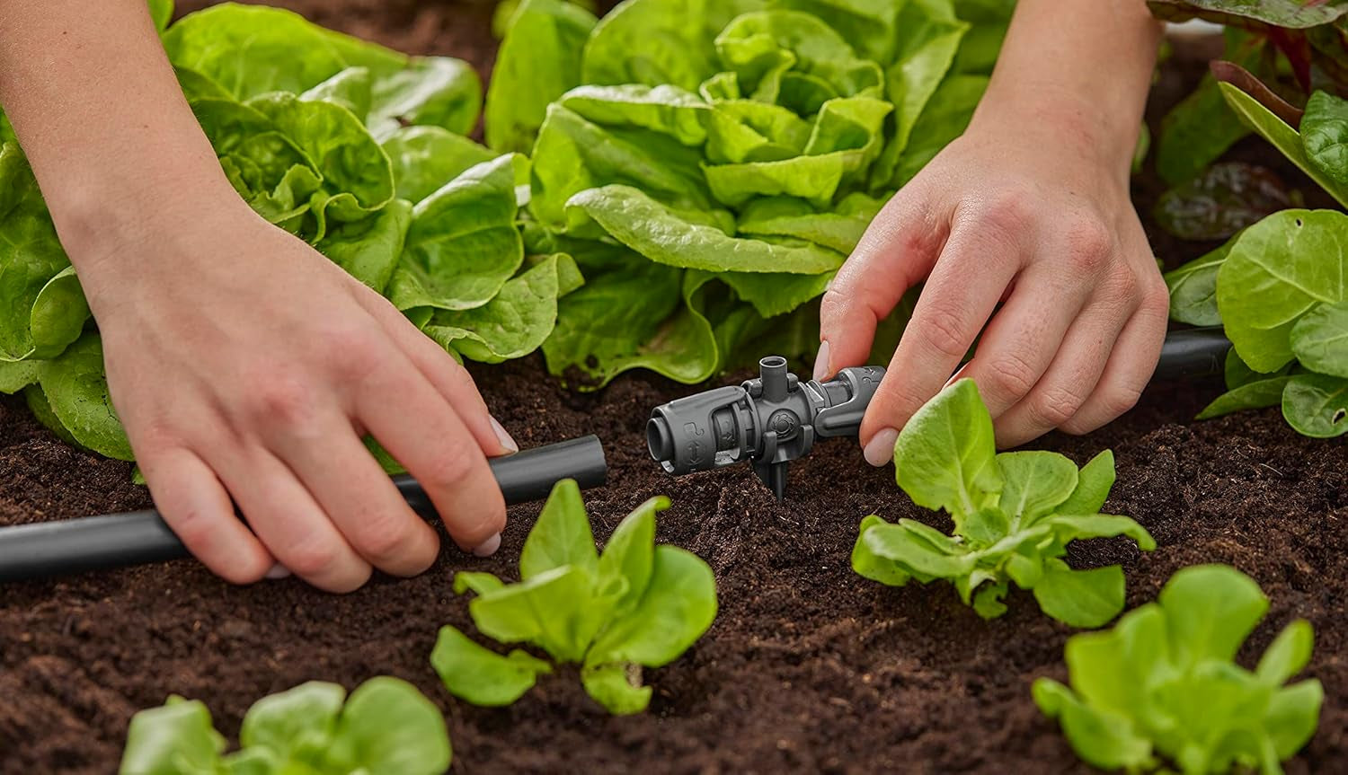 Gardena Micro-Drip-System T-stykke til sprøjtedyser: Forbindelse mellem 13 mm rør og en sprøjtedyse, automatisk plantevanding, hurtig og nem tilslutningsteknologi, genanvendelig (13206-20)