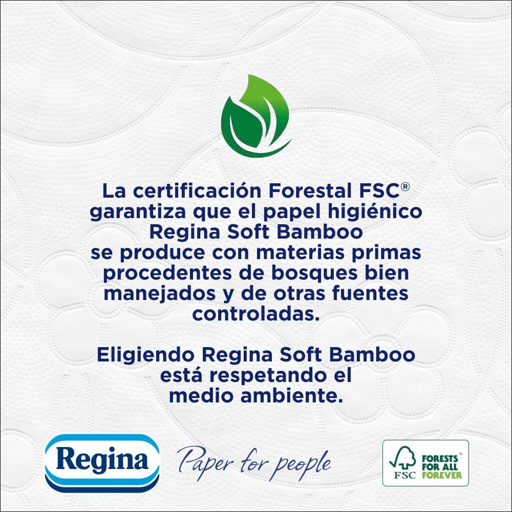 Regina blødt bambus toiletpapir, 40 ruller, 3 lag, 160 ark, naturlig blødhed til din hud, bambusfiber toiletpapir, papiremballage, Fsc-certifikat