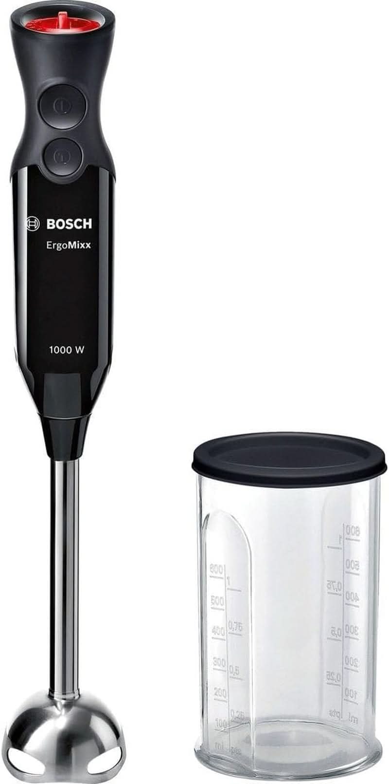Bosch Stabmixer Ergomaster Series 4, 1000 Watt, Edelstahl-Mixstab, Zerkleinerer, Mix-/Messbecher, Schwarz Kitchen Naty Shop Ergomixx