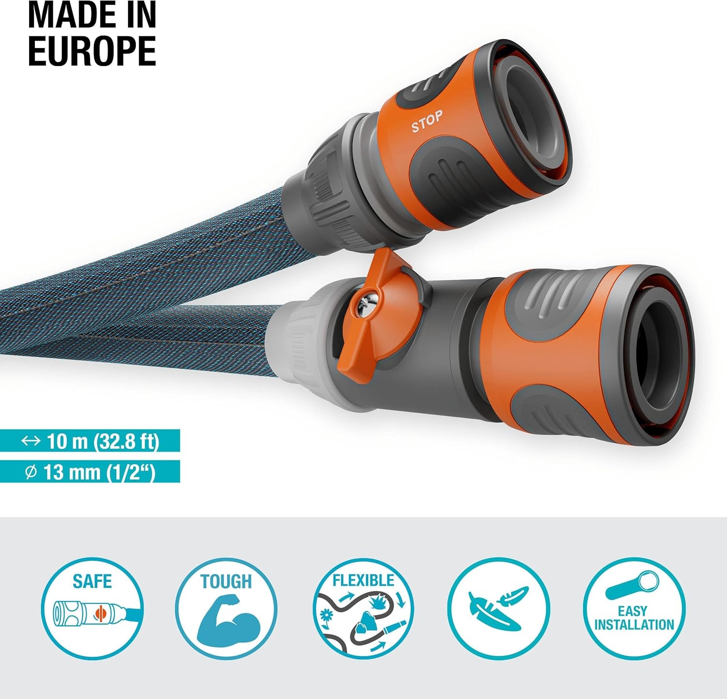 Tekstilslange Gardena Liano Xtreme 1/2", sæt 10 meter + indendørs adapter