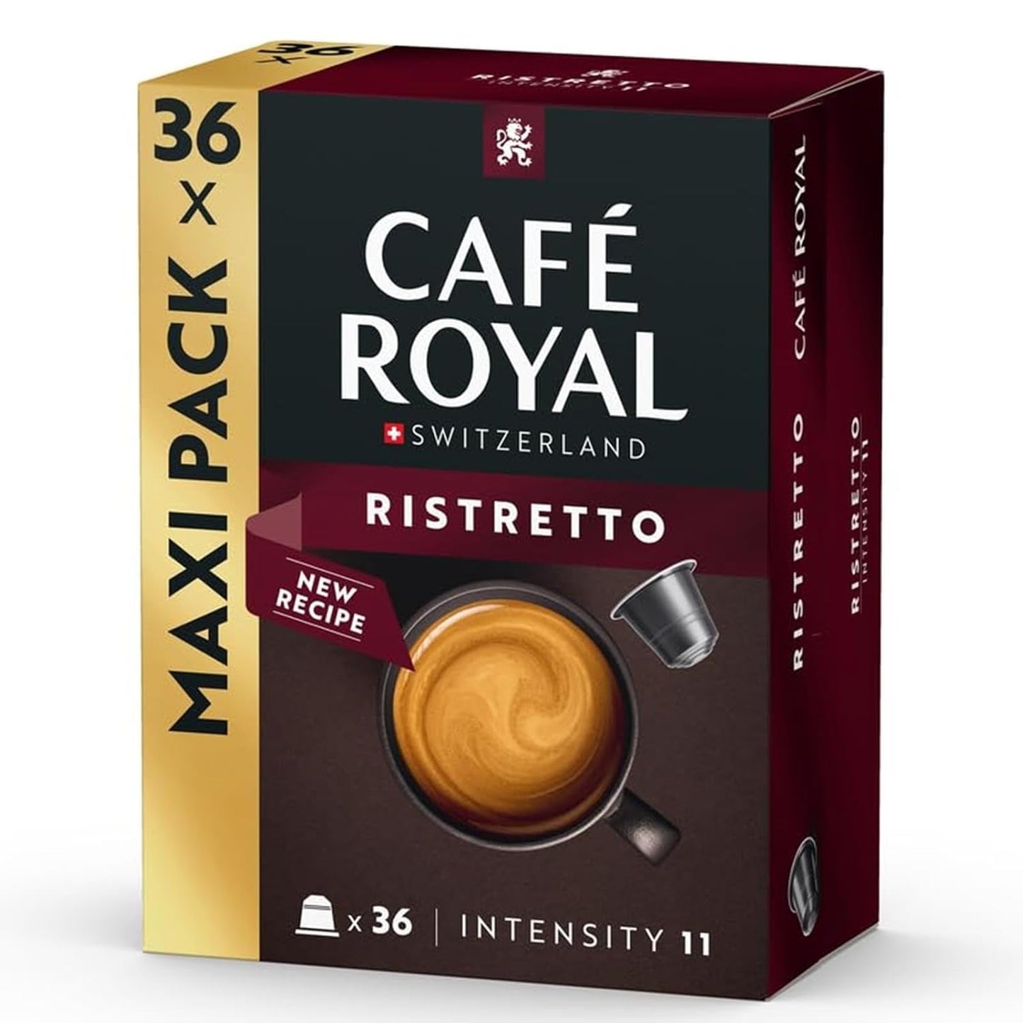 Café Royal Ristretto – Nespresso®-kompatible kaffekapsler, 100 % Arabica, intensiv, mørkristet, intensitet 11/12, Rainforest Alliance, 36 kapsler