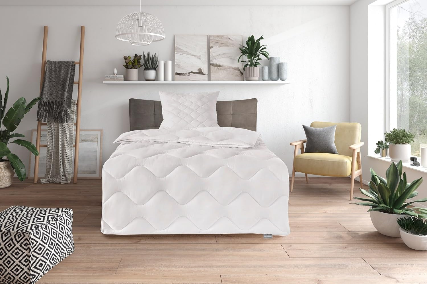Traumnacht Cozy - Sengesæt 4 sæsoner, 1 X delbar dyne 135 X 200 Sæt og 1 X pude 80 X 80 Cm, Øko Tex certificeret, hvid, udviklet i Tyskland, (pakke med 2) Naty Shop Dyner og dyner 4 sæsoner 135 X 200 Sæt