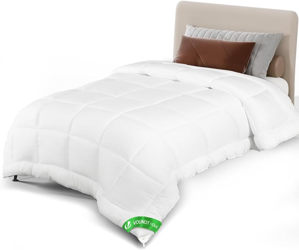 VOUNOT Dyne 155X200Cm, 4 Sæsoners Vinterdyne Sæt af 2 500GSM, bestående af 2 dyner knyttet sammen Tilpasningsdyne til sommer og vinter, Oeko-Tex Standard Dyner og dyner Naty Shop Let sommertæppe 135X200Cm