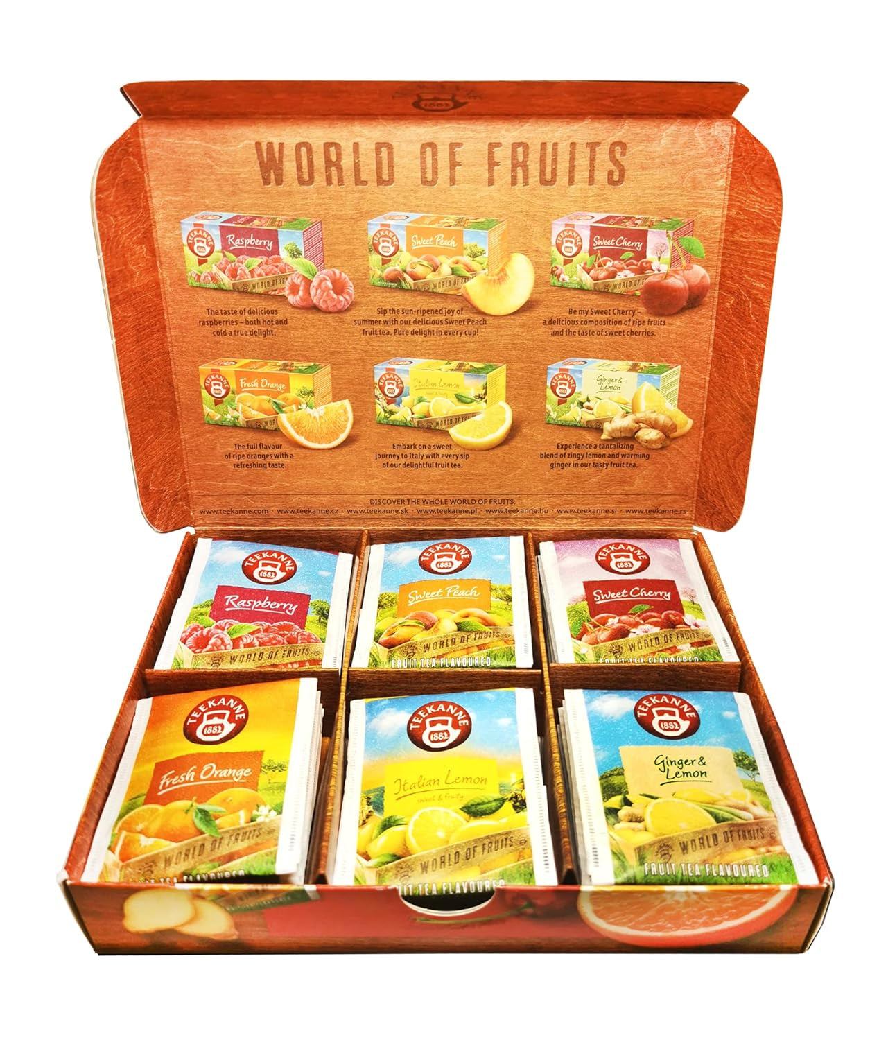 Teekanne World of Fruits (NY UDGAVE) - Æske med udvalg af frugtteer - 6 smagsvarianter * 5 teposer