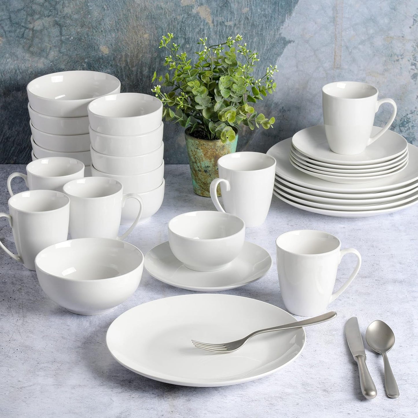 Zen Buffet porcelænsservisesæt, service til 6 (30 stk), hvid (kopper)