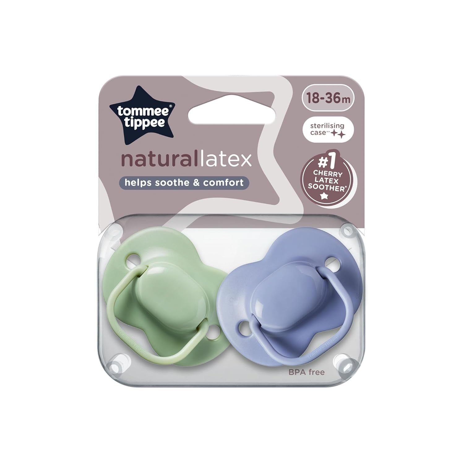 Tommee Tippee Cherry Latex sutter 0-6 måneder 2 pakke 100% naturlig latex pose sutter