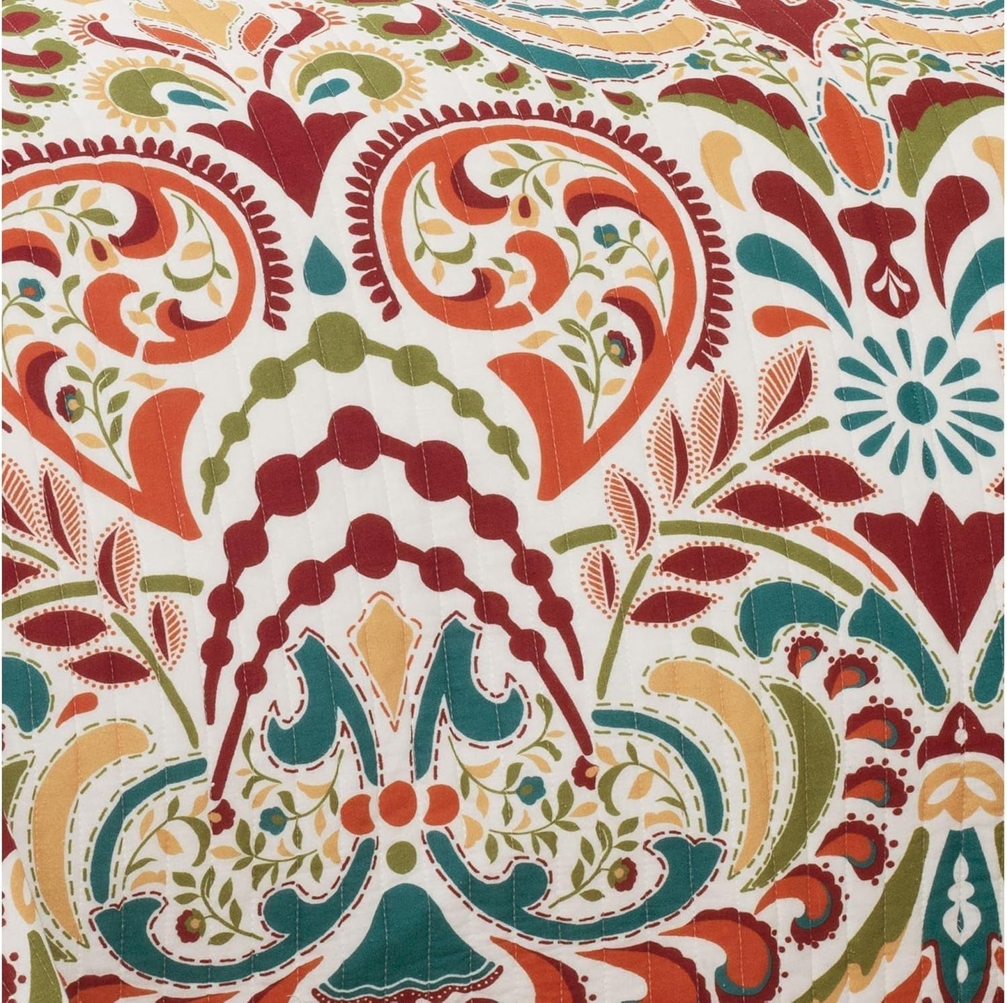 Lush Decor Clara quilt, bomuld, turkis og mandarin, hel/dronning dyner og quilts Naty Shop