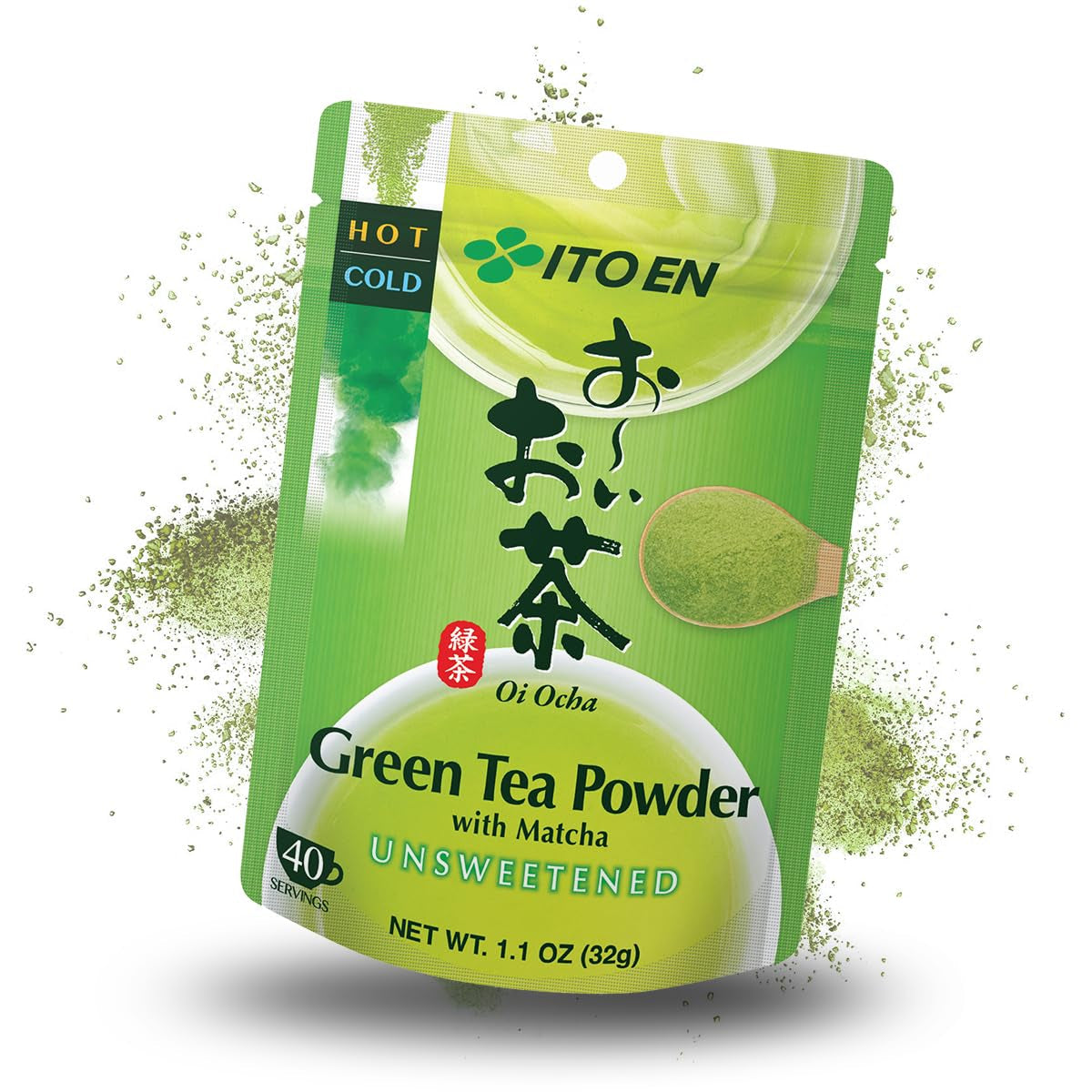 ITO EN Oi Ocha Instant grøn te pulver med matcha - Usødet matcha grøn te fra Japan - 1 x 32 g