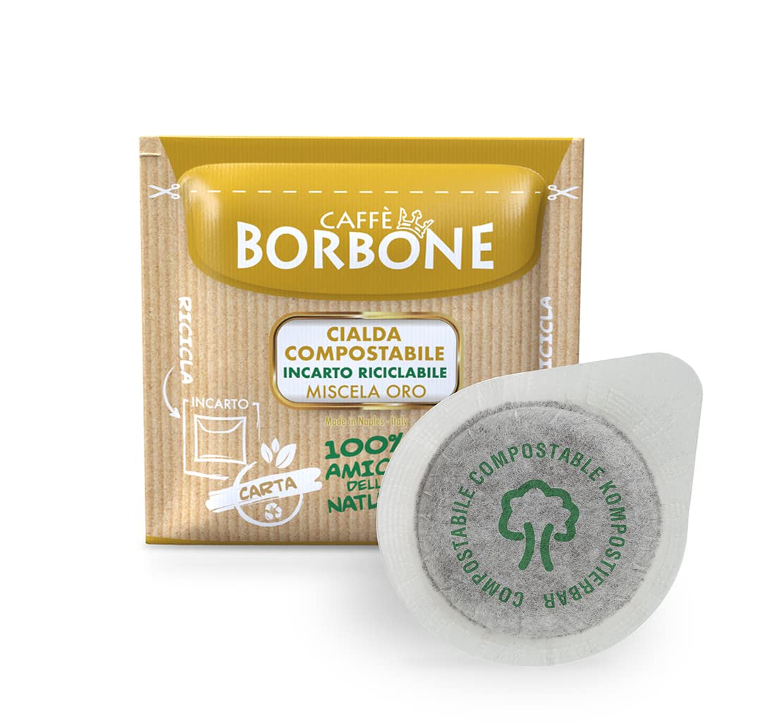 Caffè Borbone Kompostierbare Kaffeepads, Guld-Kaffeemischung - 100 Pads - Kompatibel med ESE System Papier Pads 44 mm