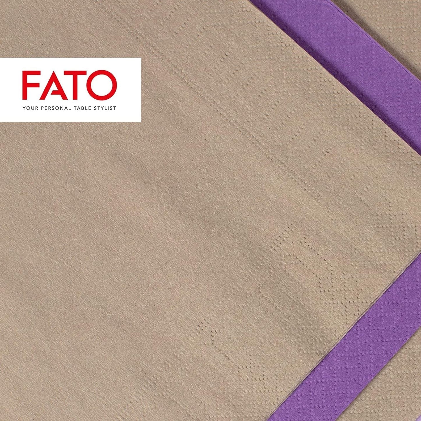 , Engangspapirsservietter, Ideel til forretter og cocktails, Pakke med 100 servietter, Størrelse 24X24 foldet i 4, 2 lag, Farve Turtledove, 100 % rent cellulosepapir, Fsc-certificeret