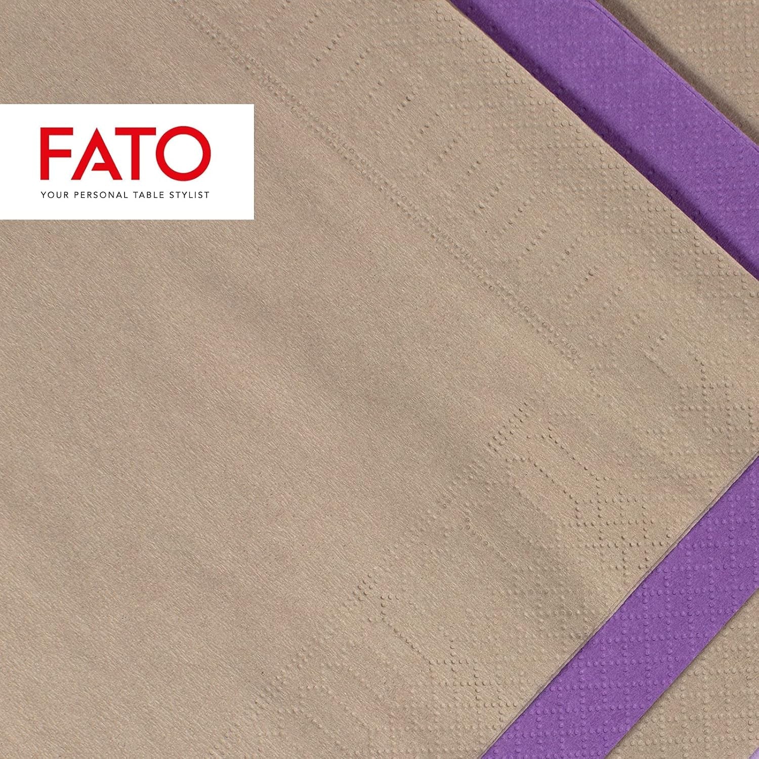 , Engangspapirsservietter, Ideel til forretter og cocktails, Pakke med 100 servietter, Størrelse 24X24 foldet i 4, 2 lag, Farve Turtledove, 100 % rent cellulosepapir, Fsc-certificeret