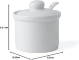 Holst Porcelæn AT 216 FA1 Dunk 0,17 L Tønde med ske, hvid, 8,5 x 8,5 x 6,5 cm