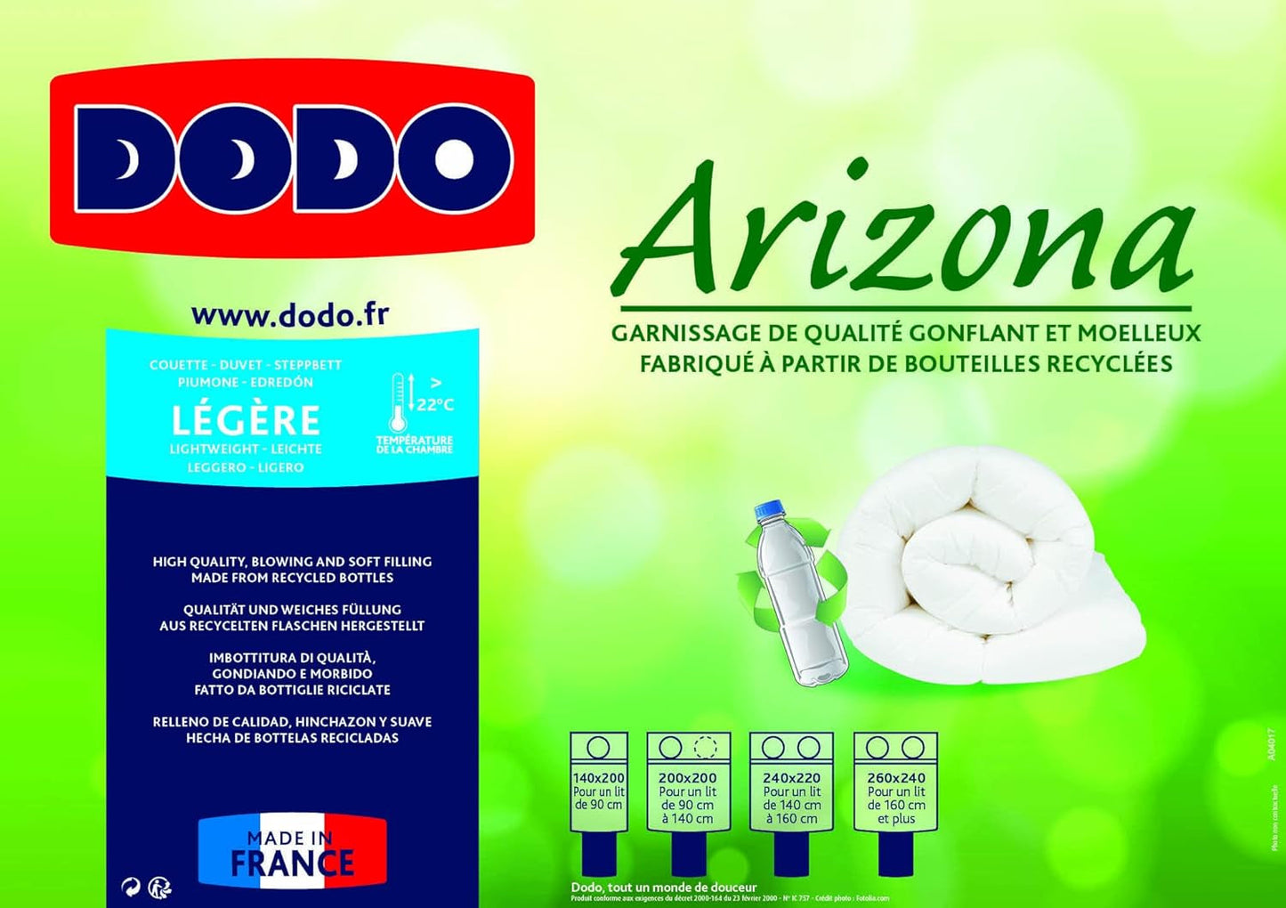 DODO Couette dyne Arizona, lys, polyester, hvid, 140/200 Dyner og dyner Naty Shop