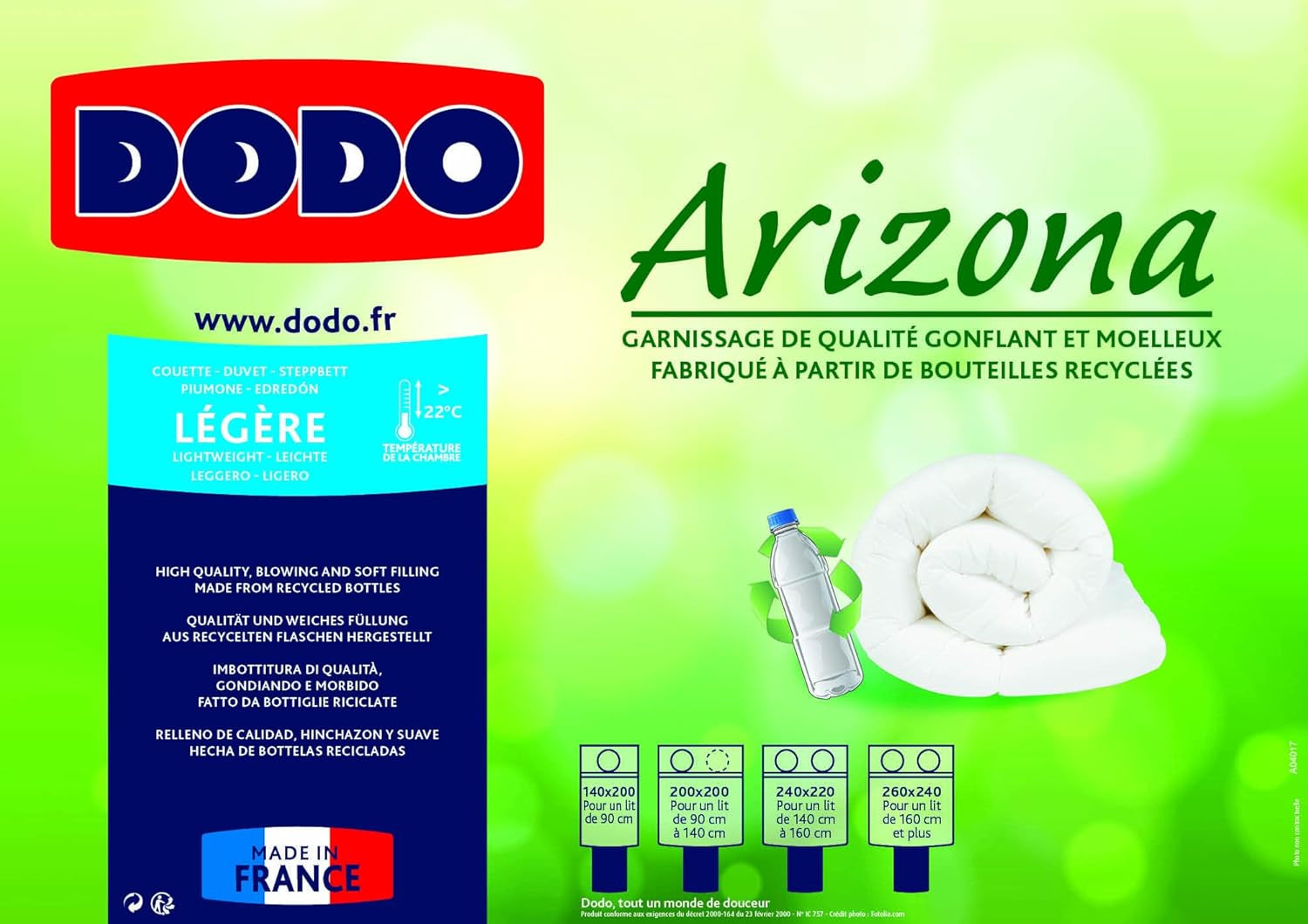 DODO Couette dyne Arizona, lys, polyester, hvid, 140/200 Dyner og dyner Naty Shop