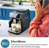 PHILIPS automatisk espressomaskine 3300-serien - 6 drinks, moderne farvetouchskærm, LatteGo mælketilberedningssystem, SilentBrew, 100% keramisk kværn, AquaClean-filter. Sort krom (EP3347/90)
