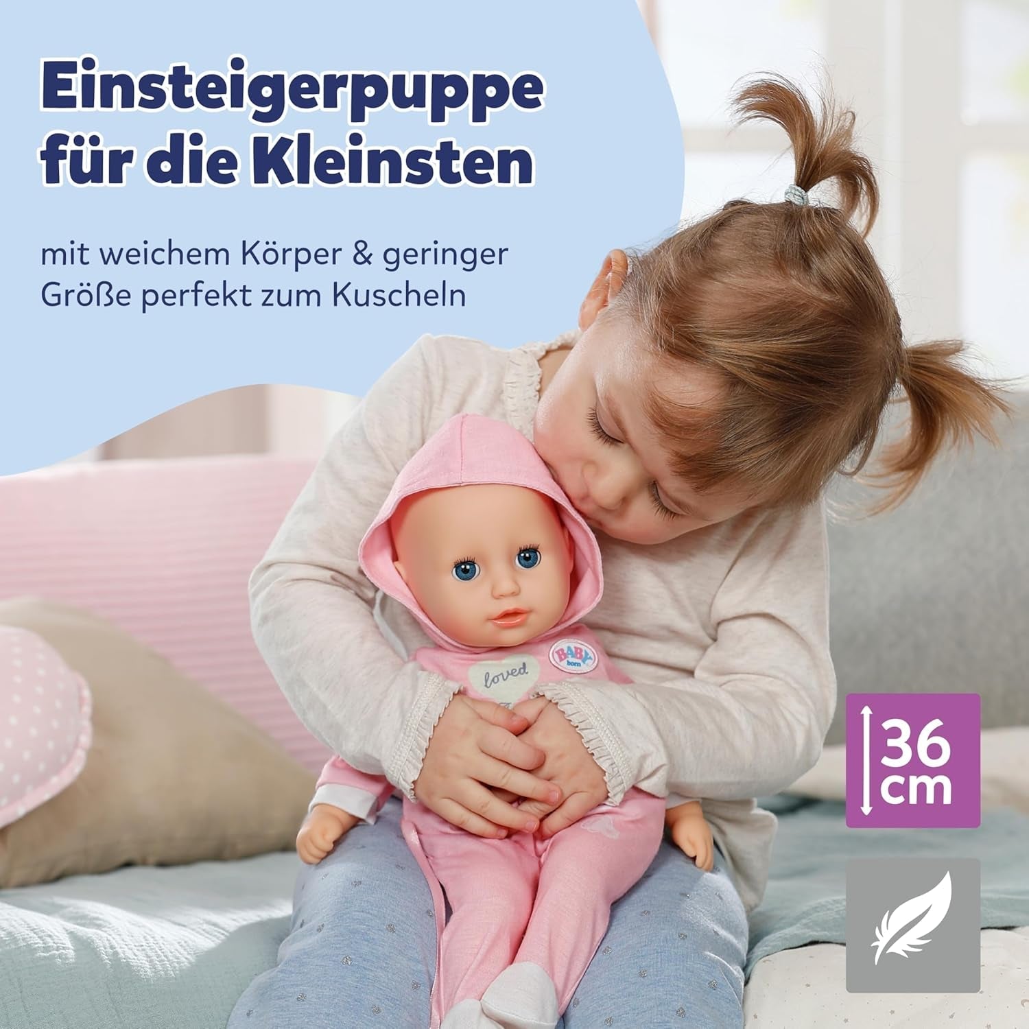BABY Born Hannah Play with Me - Babydukke med 5 funktioner - Blødt materialekrop inklusive tilbehør - 36 cm dukke - Batteridrevet - Velegnet til børn fra 1 år