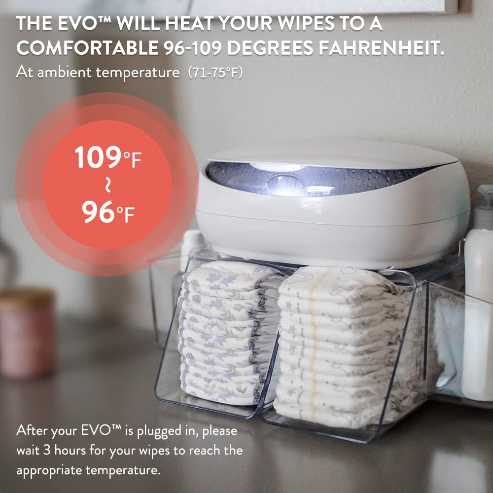 Prince Lionheart EVO Wipe Warmer til engangsvådservietter til babyer med varmende natlys Ever-Fresh-system (EU-adaptere) 1 stk (1 pakke)