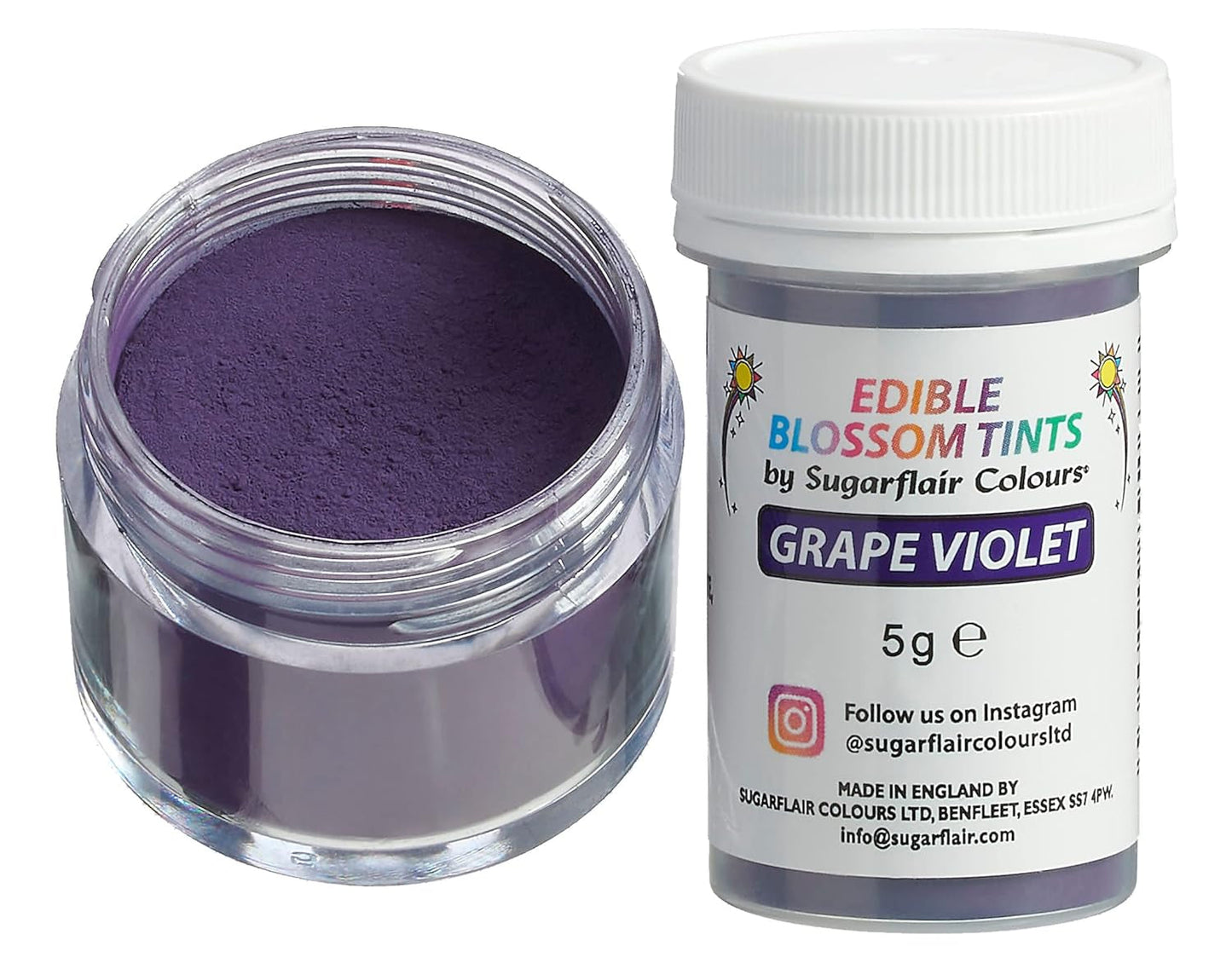 Sugarflair Blossom Tint Dust Grape Violet Food Coloring Powder - Madfarvepulver til kagepynt, fondant, glasur, chokolade, smørcreme, macarons og mere - 5G