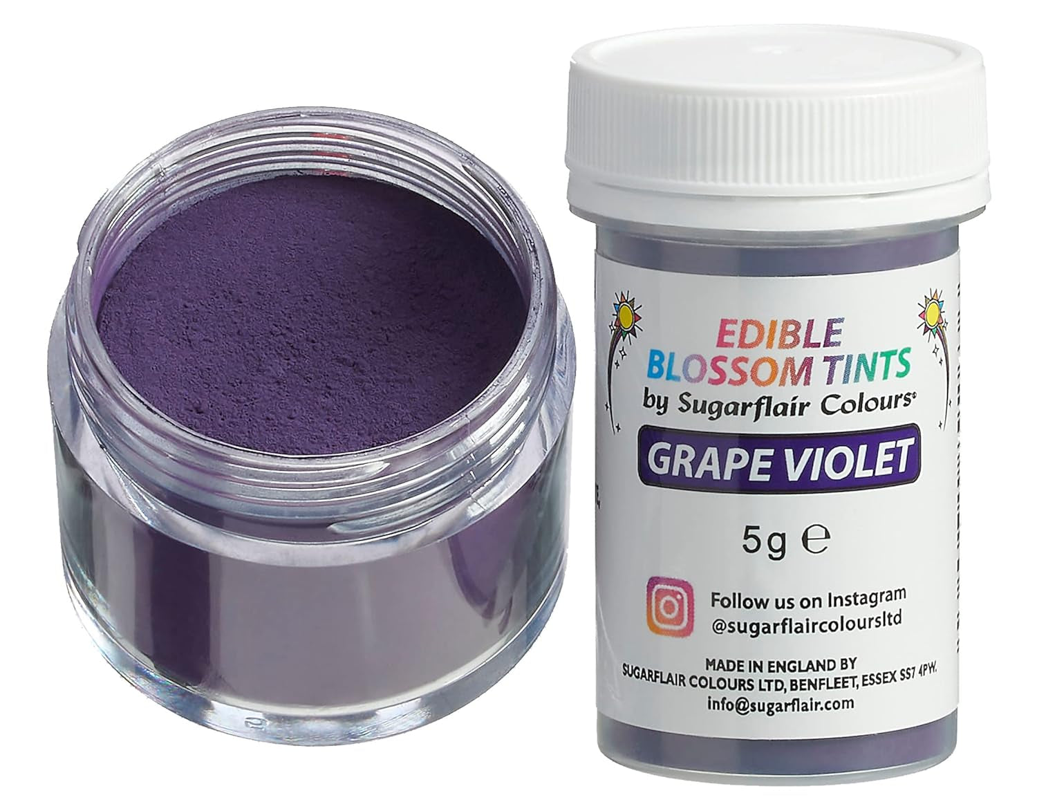 Sugarflair Blossom Tint Dust Grape Violet Food Coloring Powder - Madfarvepulver til kagepynt, fondant, glasur, chokolade, smørcreme, macarons og mere - 5G