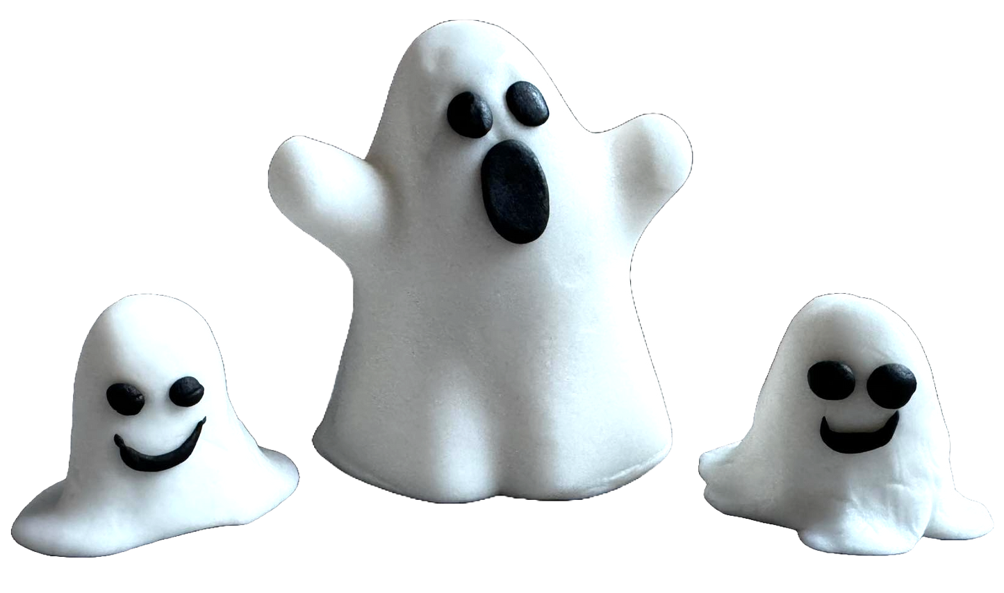 Sæt med 3 spiselige sugarpaste dekorationer, Halloween, Ghost Family Sugarpaste Decorations Naty Shop