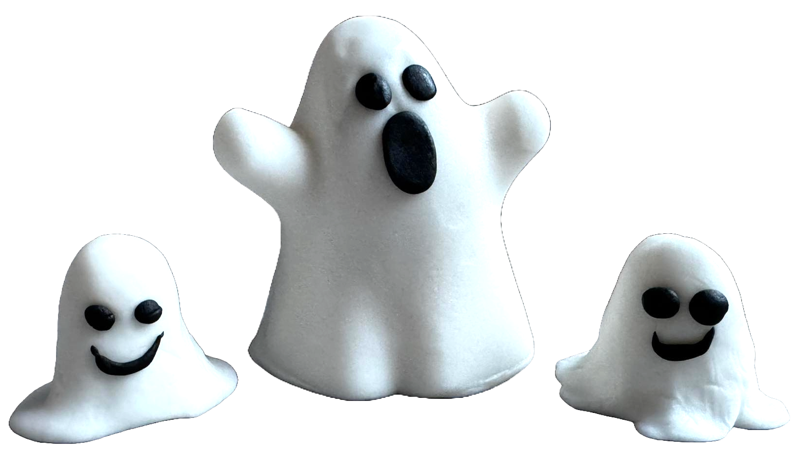 Sæt med 3 spiselige sugarpaste dekorationer, Halloween, Ghost Family Sugarpaste Decorations Naty Shop