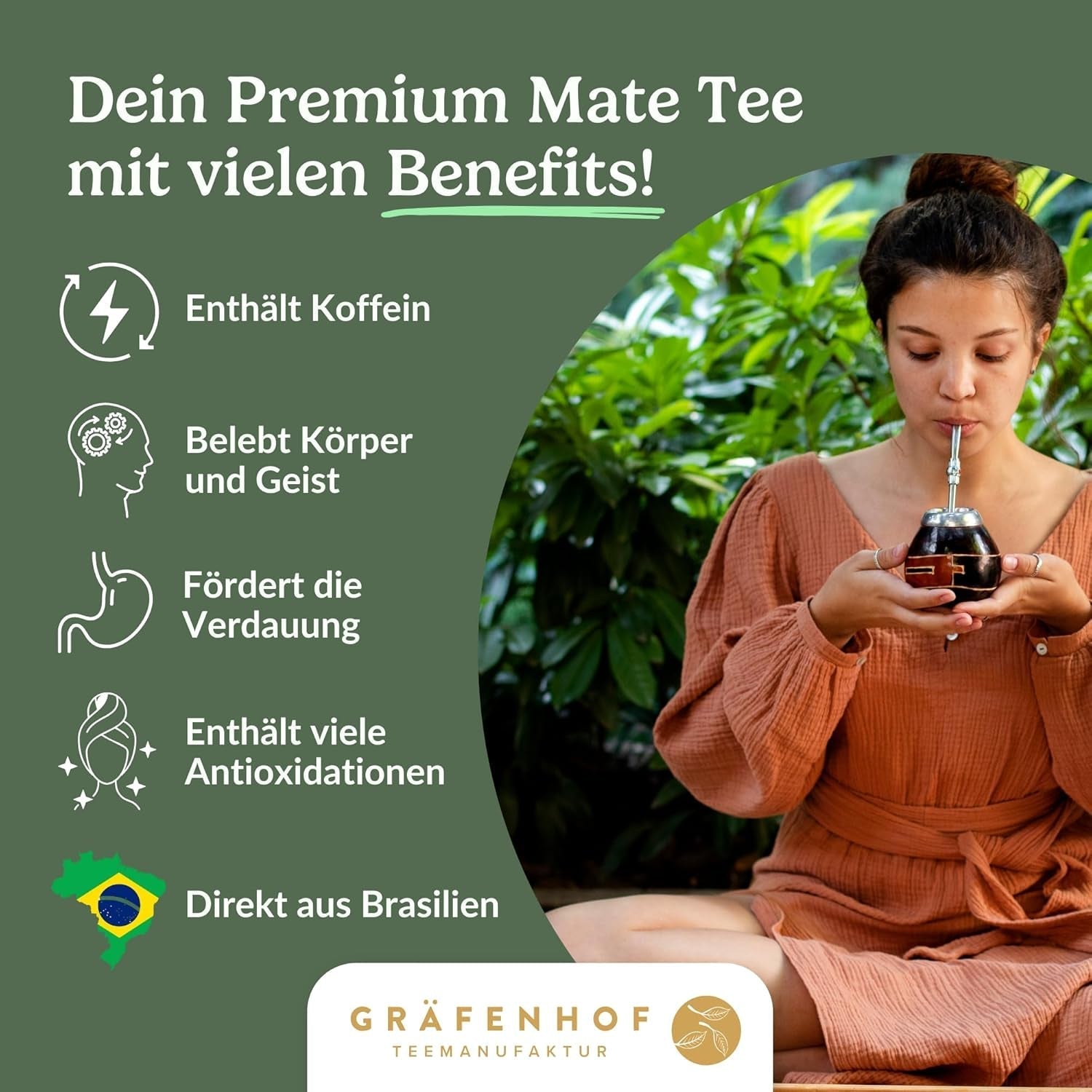 Økologisk Yerba Mate Tea Den originale 1 kg Loose Mate Tea Høj Koffein Uristet Lufttørret Lab Testet Mate Blade pakket i Tyskland Premium kvalitet Gräfenhof